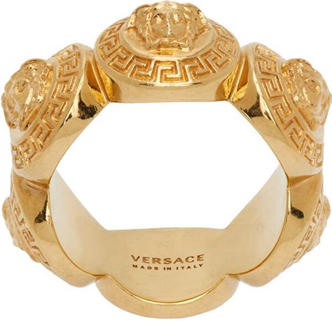 versace women's gold metallic versace medusa ring|versace ring size chart.